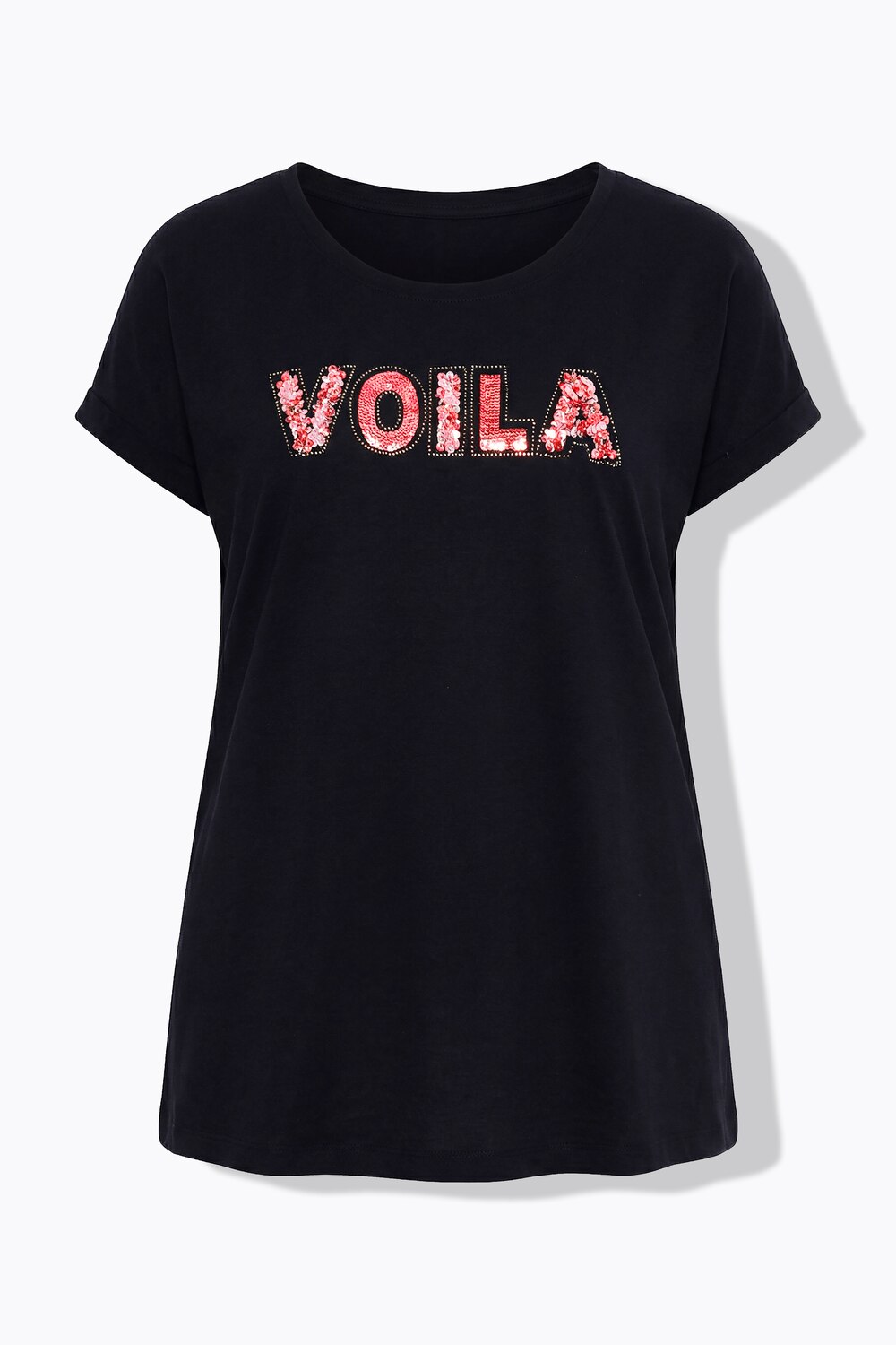 Stora storlekar T-shirt, Dam, svart, storlek: 56, Bomull, Mia Moda