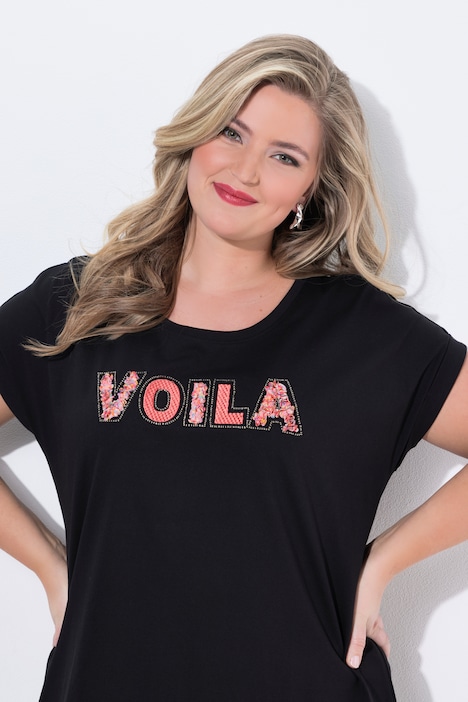 Textured Voila Lettering Cap Sleeve Tee