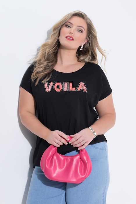 Textured Voila Lettering Cap Sleeve Tee