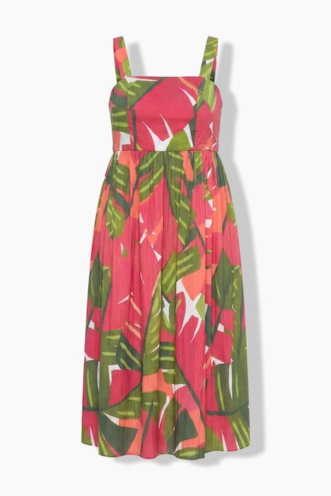 Maxikleid, Palmen, Rücken gesmokt, ärmellos
