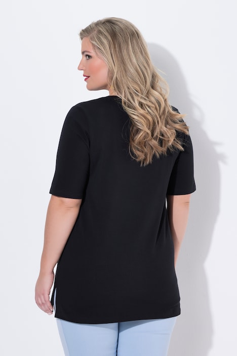 T-Shirt, A-Linie, verzierte Orangen Applikation