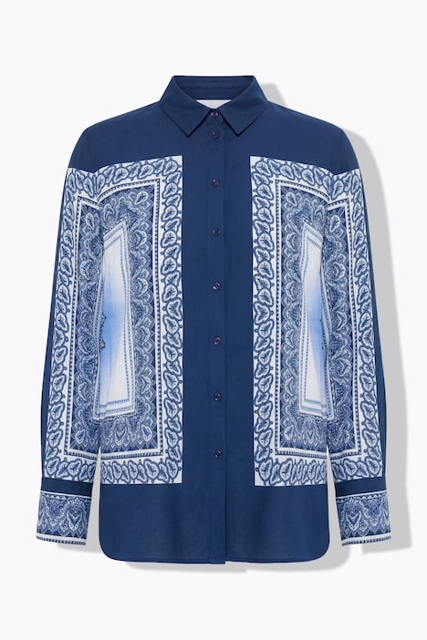 Camicia, taglio dritto, stampa etnica stile foulard