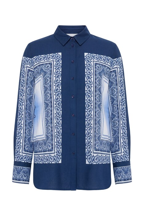 Košilová halenka, rovný střih, látkový potisk