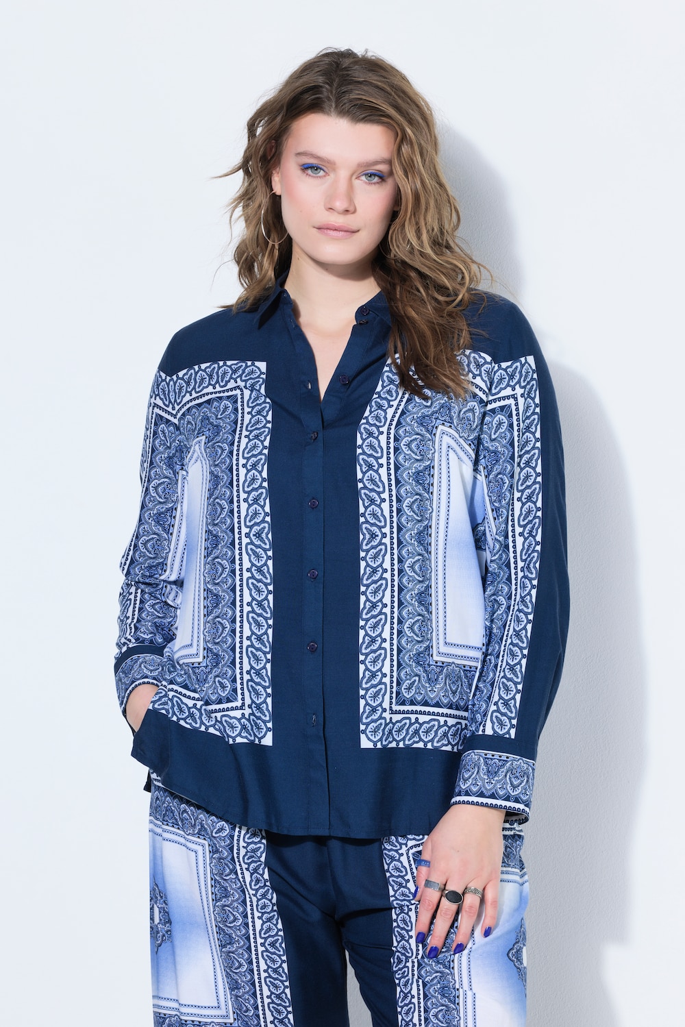 Hemdbluse, Straight Shape, Tuchprint