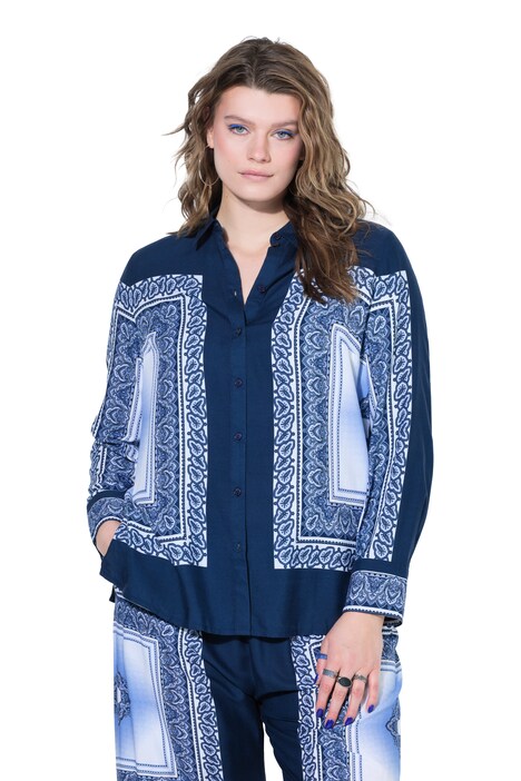 Košilová halenka, rovný střih, látkový potisk