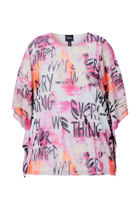 Síťovaná halenka, dvojitá vrstva, volný střih, kulatý výstřih, polodlouhý rukáv