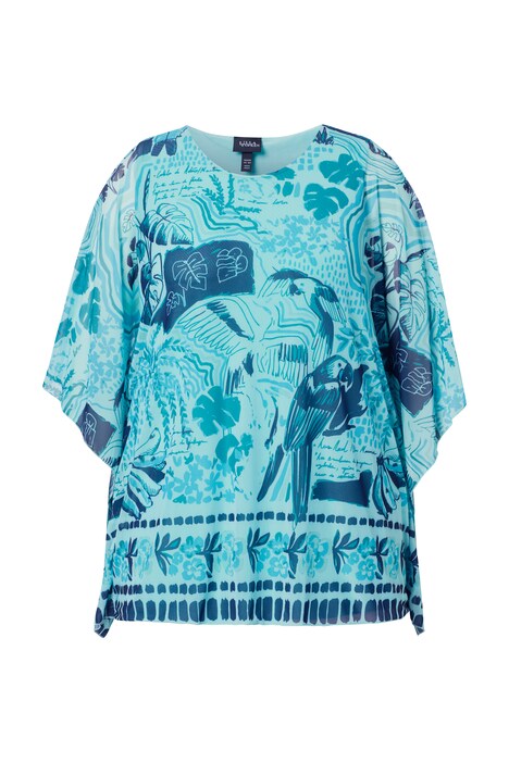 Síťovaná halenka, dvojitá vrstva, volný střih, kulatý výstřih, polodlouhý rukáv