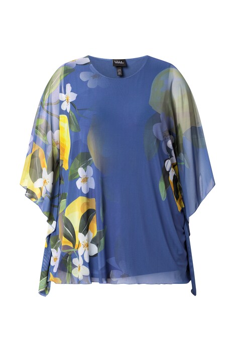 Síťovaná halenka, dvojitá vrstva, volný střih, kulatý výstřih, polodlouhý rukáv