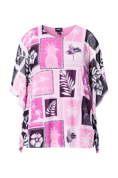 Síťovaná halenka, dvojitá vrstva, volný střih, kulatý výstřih, polodlouhý rukáv