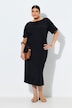 Midi-jurk, sierknopen, oversized, ronde hals, korte mouw