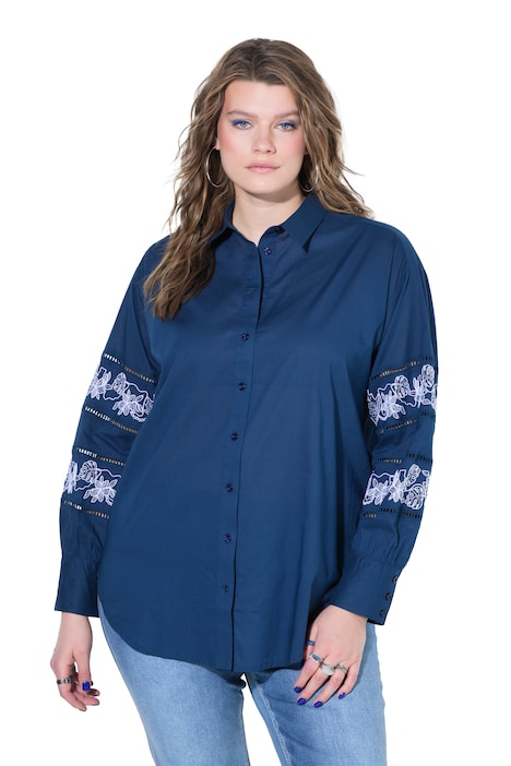 Pruhovaná halenka, volný střih, krajka na dlouhých rukávech