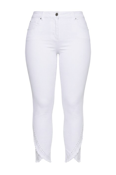 7/8 džíny, přiléhavý střih, 5 kapes, lem s třásněmi