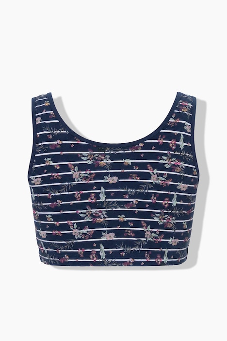 Bustier, Ringel/Blüten, Rundhalsausschnitt