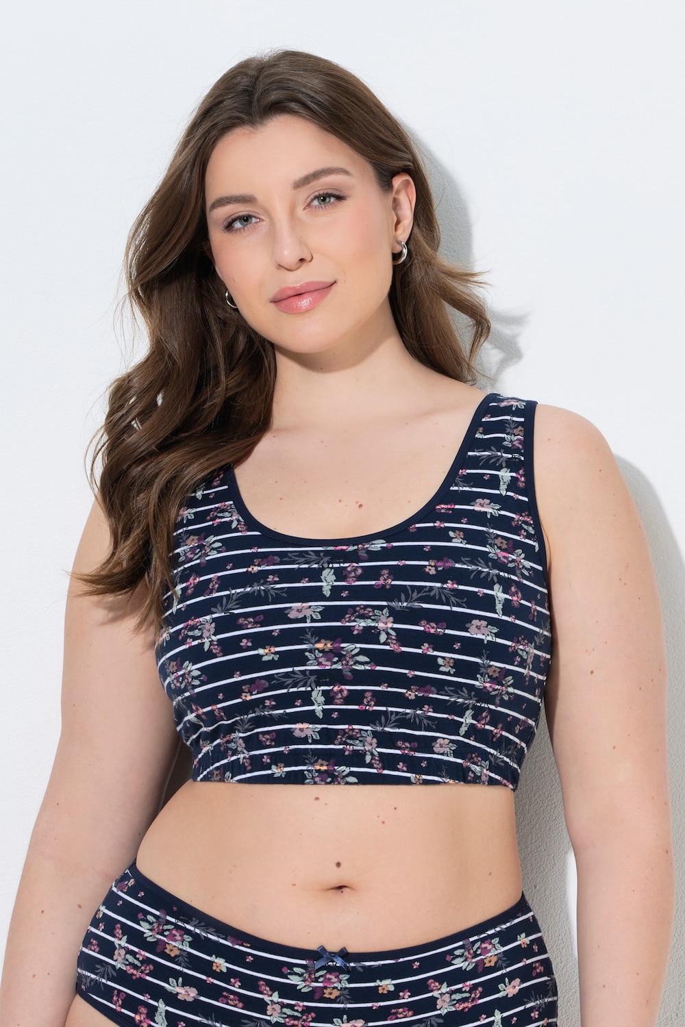 Bustier, Ringel/Blüten, Rundhalsausschnitt
