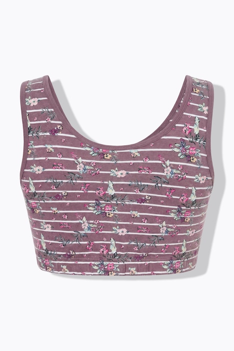 Bustier, Ringel/Blüten, Rundhalsausschnitt