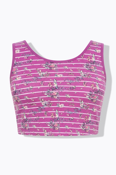 Bustier, Ringel/Blüten, Rundhalsausschnitt
