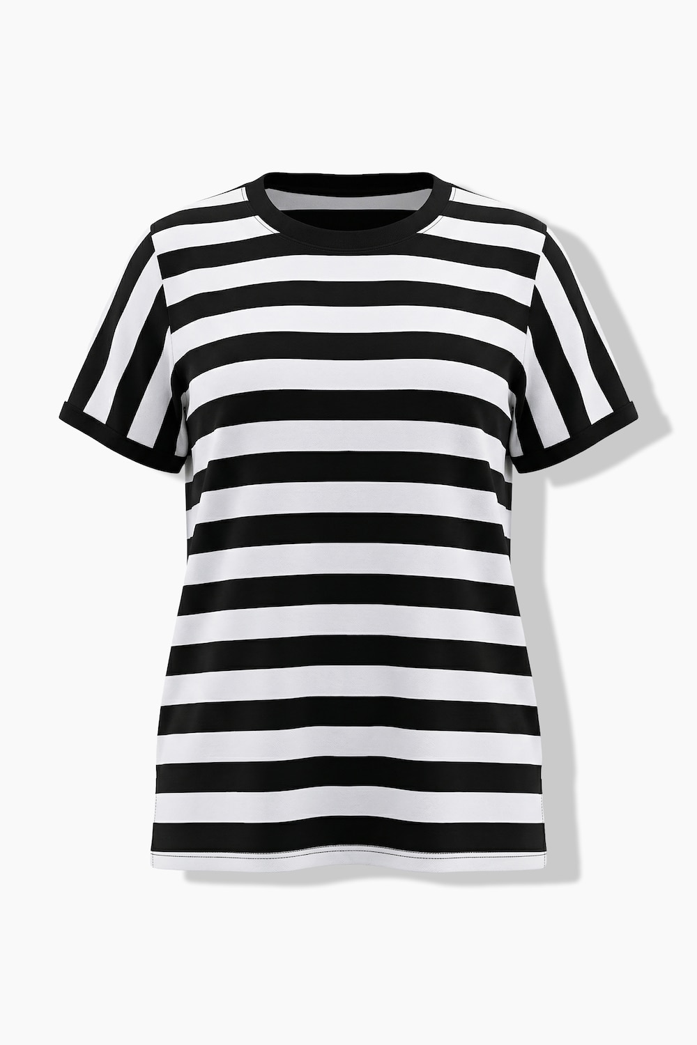 Stora storlekar T-shirt i oversize-modell med ränder, Dam, svart, storlek: 58/60, Bomull, Ulla Popken