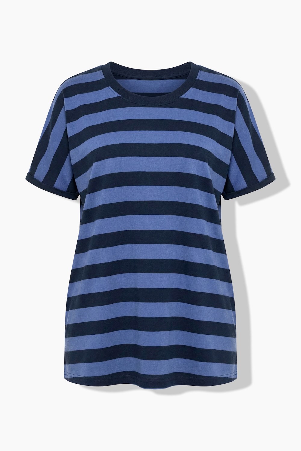 Stora storlekar T-shirt i oversize-modell med ränder, Dam, blå, storlek: 50/52, Bomull, Ulla Popken
