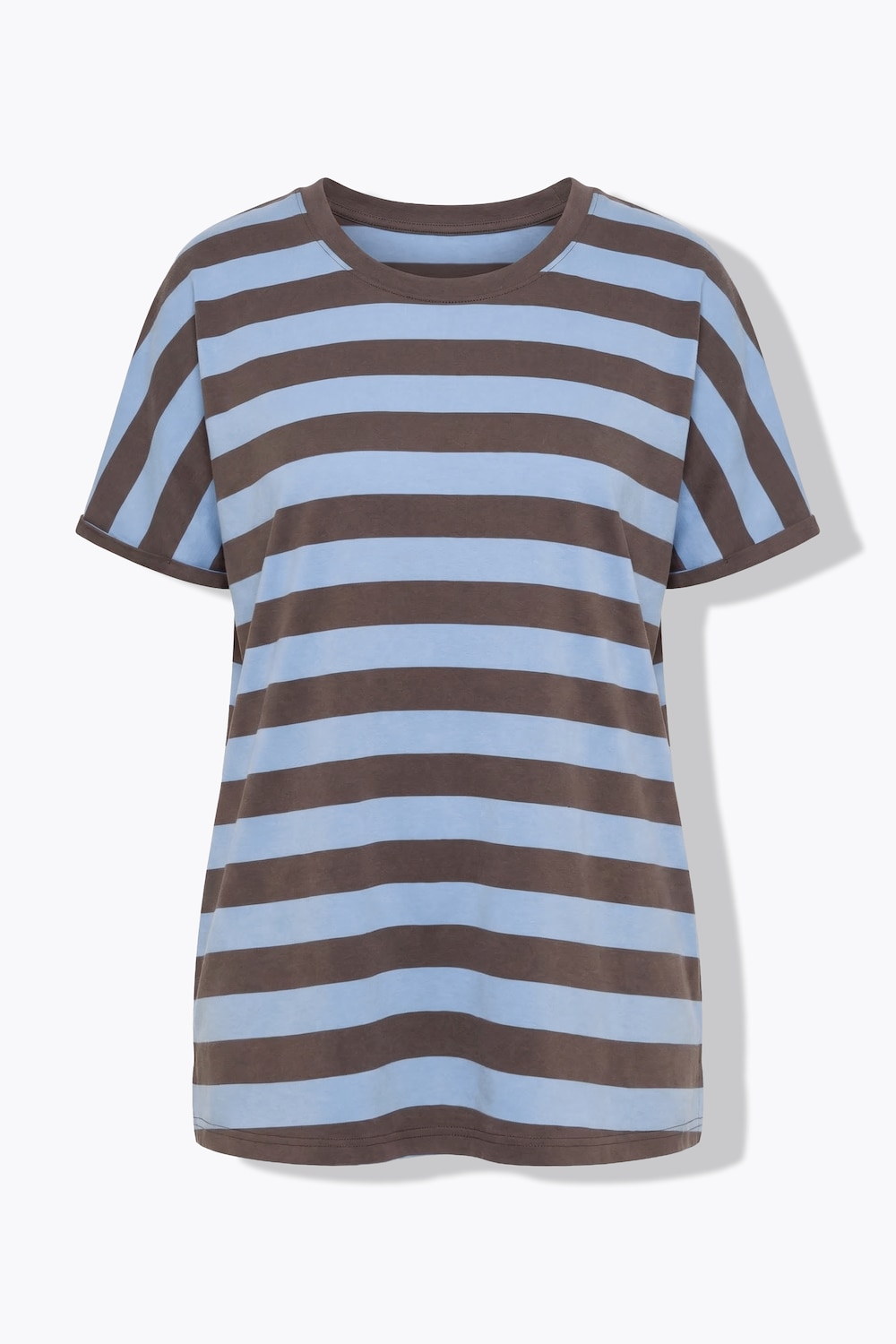 Stora storlekar T-shirt i oversize-modell med ränder, Dam, grå, storlek: 62/64, Bomull, Ulla Popken