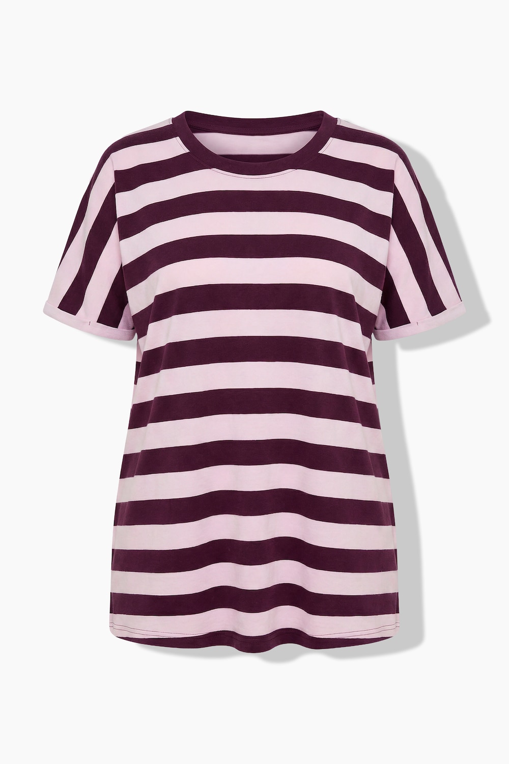Stora storlekar T-shirt i oversize-modell med ränder, Dam, lila, storlek: 50/52, Bomull, Ulla Popken