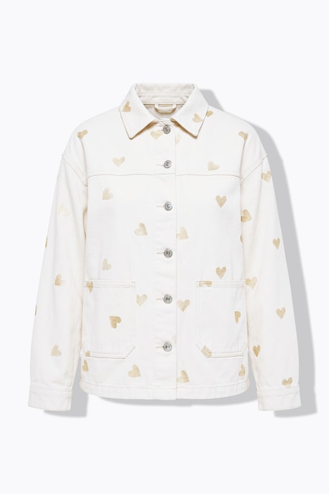 Veste en jean oversize à cœurs, denim épais