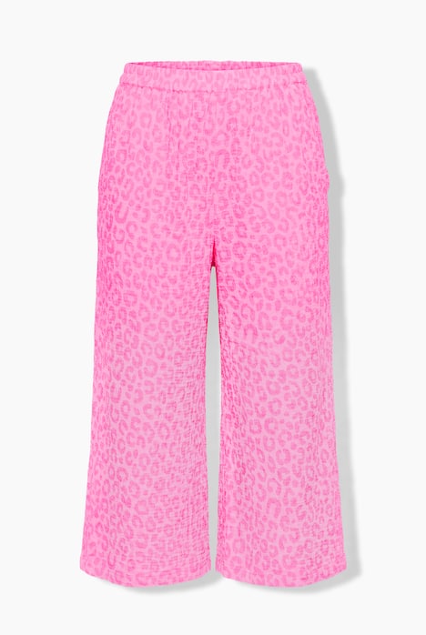 Culotte, weites Bein, Musselin, Leo-Muster