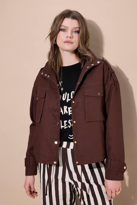 Utility-jas, oversized, grote zakken, opstaande kraag