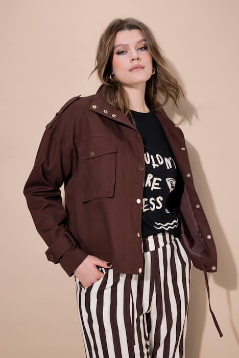 Utility-jas, oversized, grote zakken, opstaande kraag