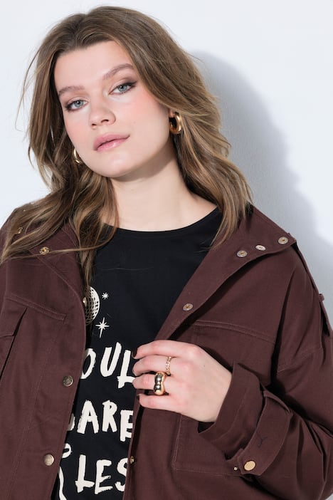 Utility-jas, oversized, grote zakken, opstaande kraag