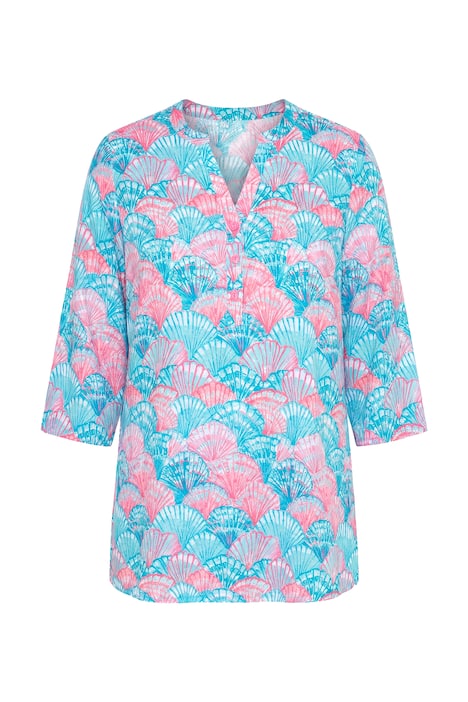 Halenka, áčkový střih, vzor s mušlemi, 3/4 rukávy