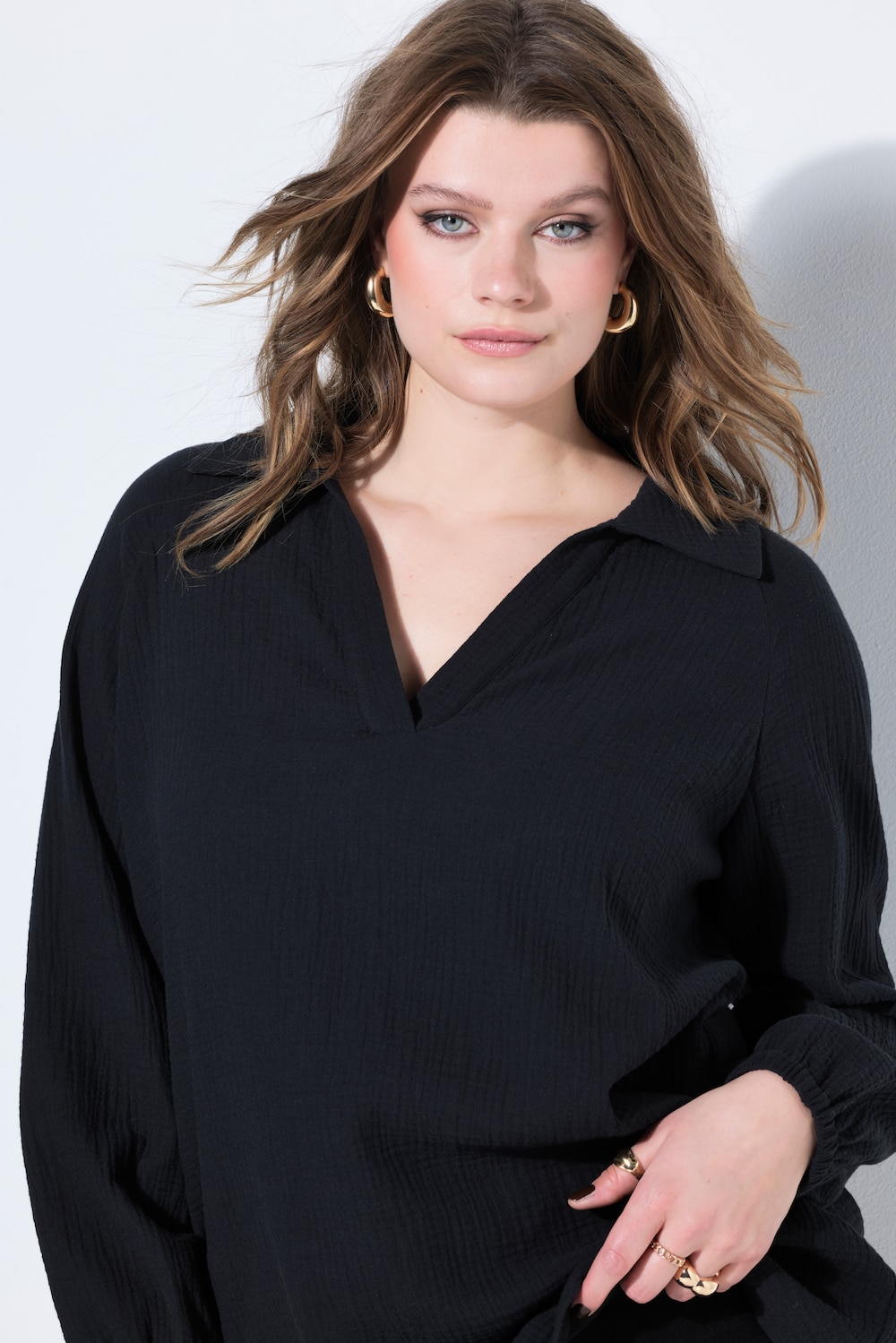 Musselin Tunika, weiter Raglan-Langarm