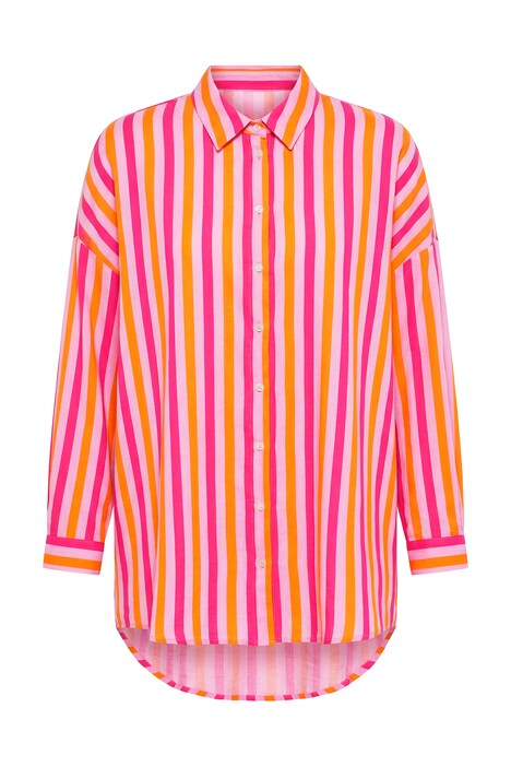 Mušelínová halenka, volný střih, neonové pruhy, dlouhé rukávy