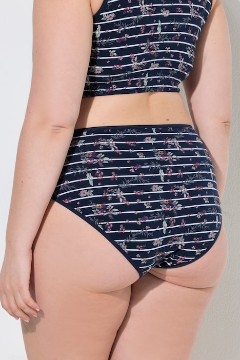 Lot de 2 culottes midi, rayures / petites fleurs, coton bio