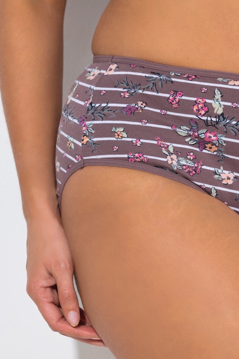 Midislips, 2er-Pack, Blüten/Streifen, Biobaumwolle