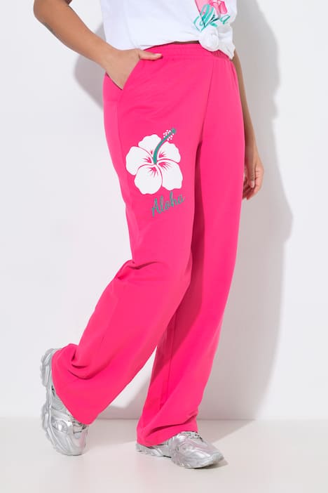 Sweatpants, wijde rechte pijp, joggingbroek, bloem