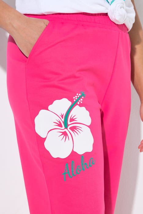 Sweatpants, wijde rechte pijp, joggingbroek, bloem
