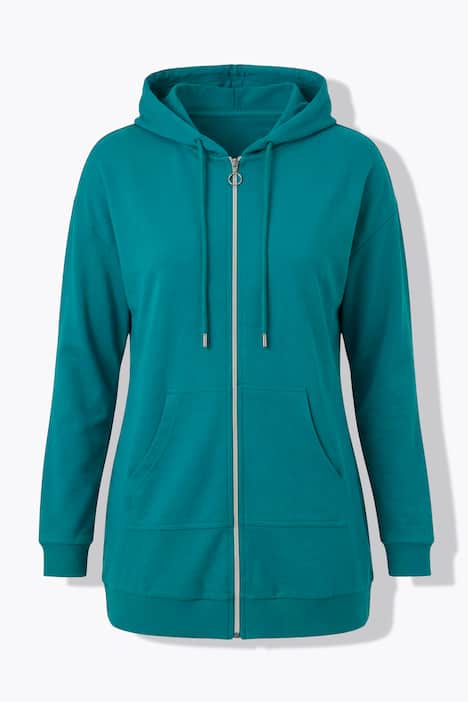 Sweatjacke, oversized, Kapuze, Zipper