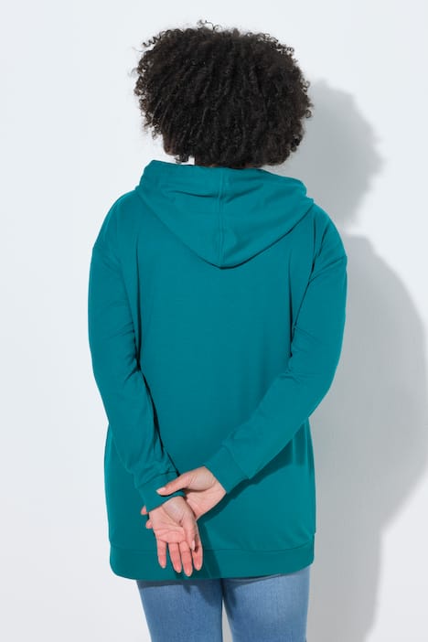 Sweatjacke, oversized, Kapuze, Zipper