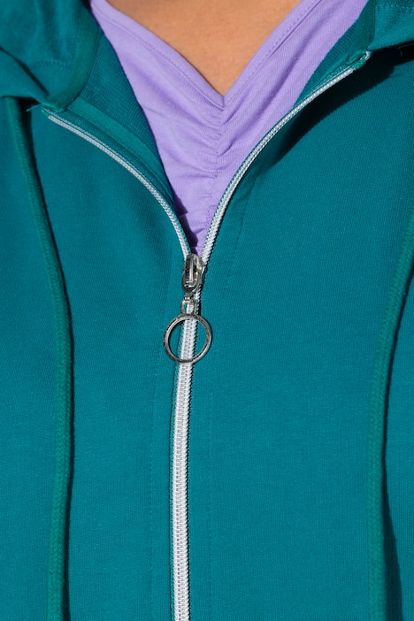 Sweatjacke, oversized, Kapuze, Zipper