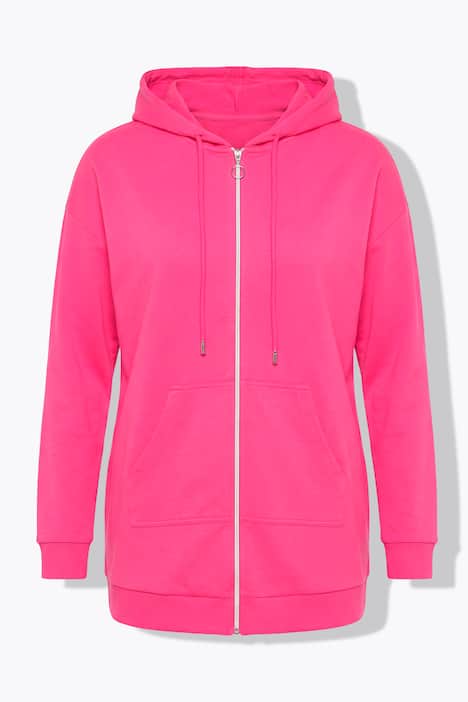 Sweatjacke, oversized, Kapuze, Zipper