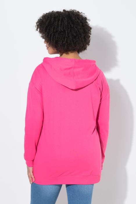 Sweatjacke, oversized, Kapuze, Zipper