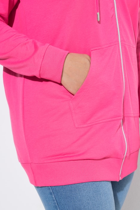 Sweatjacke, oversized, Kapuze, Zipper