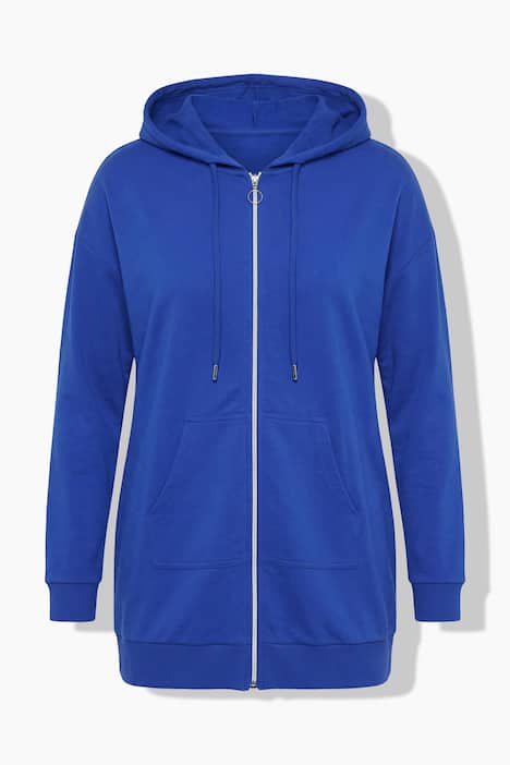 Sweatjacke, oversized, Kapuze, Zipper