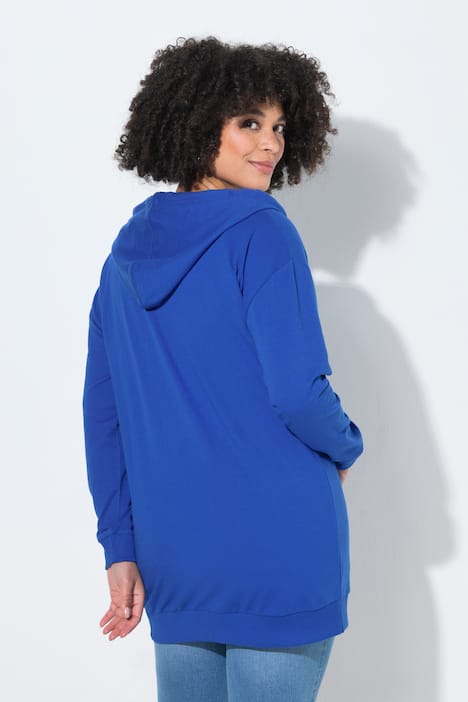 Sweatjacke, oversized, Kapuze, Zipper