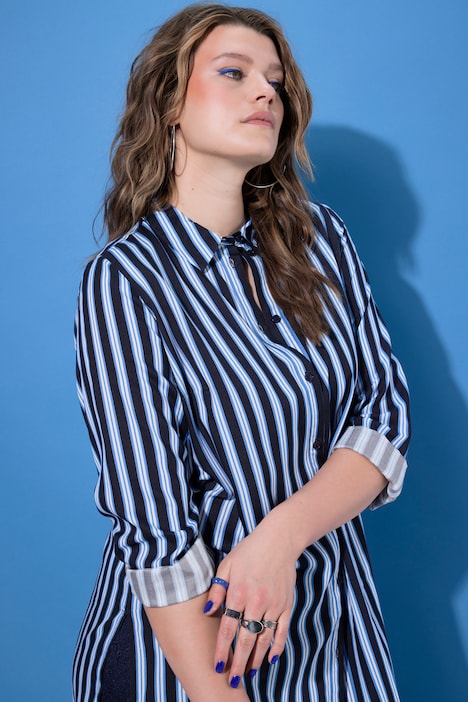 Bluzka koszulowa, prosty krój, paski