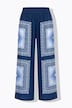 Pantaloni, gamba ampia, vita alta, stampa etnica stile foulard