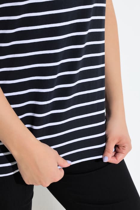 T-Shirts, 2er-Pack, uni/Streifen, V-Ausschnitt, Halbarm