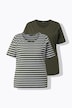 T-Shirts, 2er-Pack, uni/Streifen, V-Ausschnitt, Halbarm