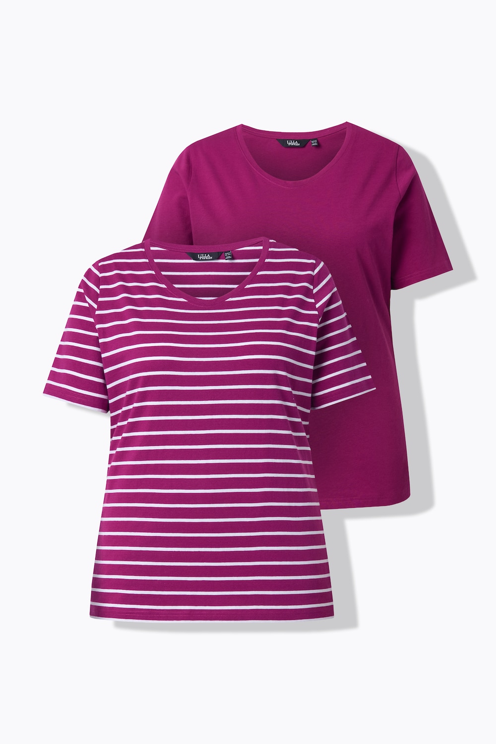 T-Shirts, 2er-Pack, uni/Streifen, V-Ausschnitt, Halbarm