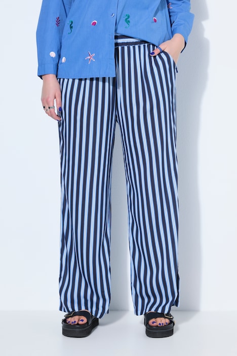 Pantaloni a vita alta, gamba ampia, righe